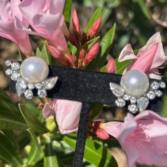 GIVENCHY Faux Pearl Rhinestone EARRINGS - Picture 3 of 8